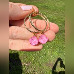 Pink Stone Dangle Earrings